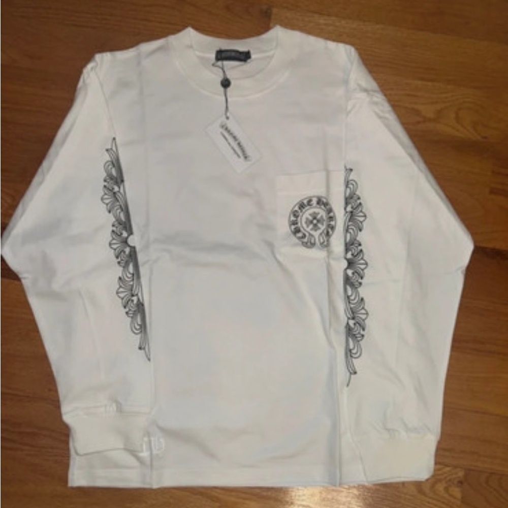 Chrome Hearts White Sweater with Black Detailing
